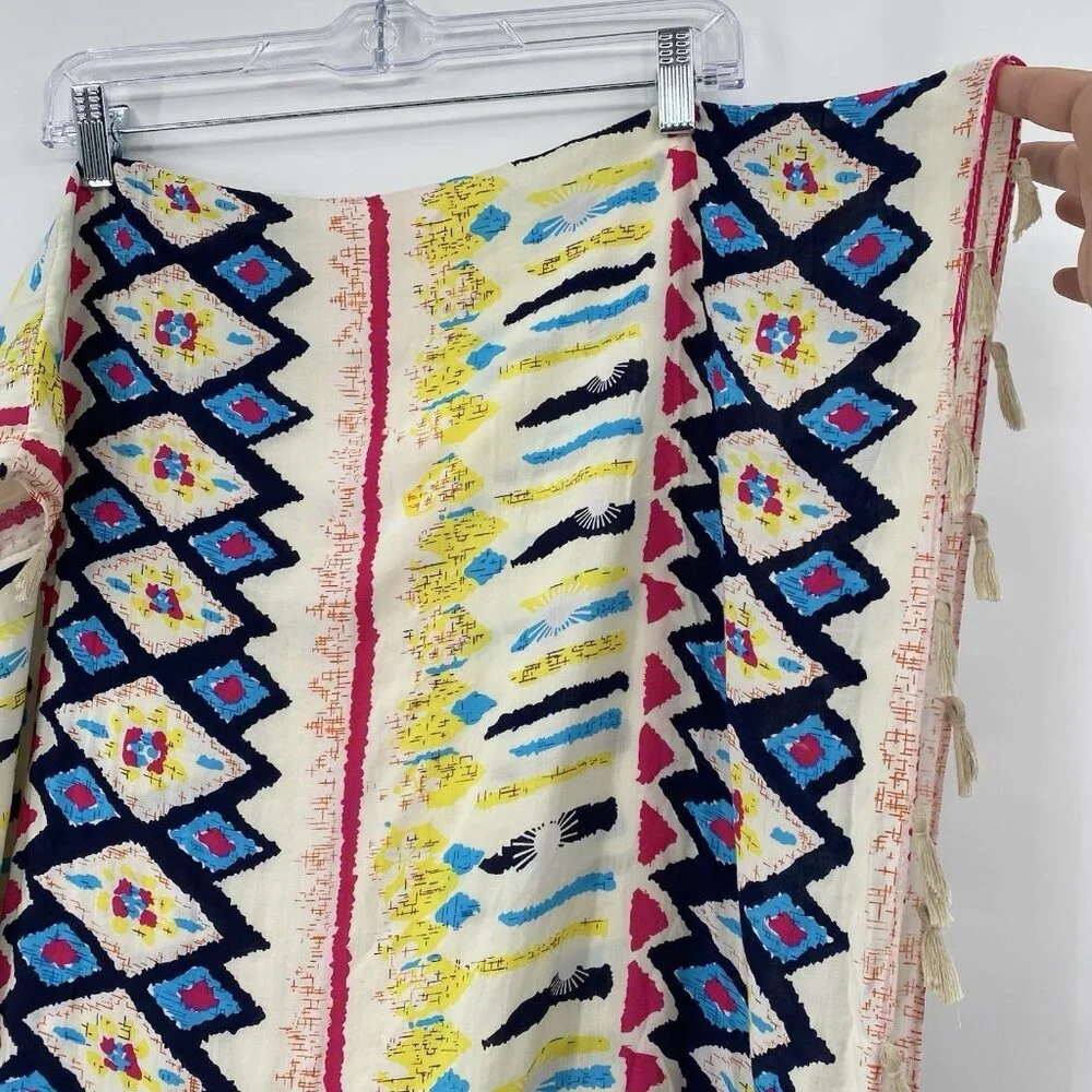 Pretty Persuasions Infinity Loop Scarf Rayon Tassel Hem Printed Boho Geometric